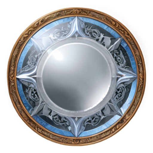 Illustration of the Mirror of Erised, with its ornate golden frame and inscription at the top, encased within a clear glass orb. The mirror reflects a faint, mysterious image, hinting at deep desires. The glass orb is transparent, allowing the mirror's intricate details to be clearly visible, with a subtle magical glow emanating from within. The background is neutral, focusing on the mystical nature of the mirror and the smooth surface of the glass orb. High-definition, fantasy-style art. - icon | sticker