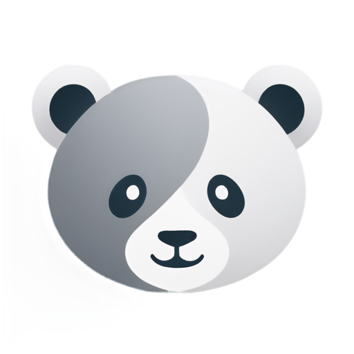 A pandas face, super simplistic, grey and white, modern logo - icon | sticker