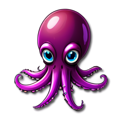 a naturalistic squid, colored, with cartoon eyes. - icon | sticker