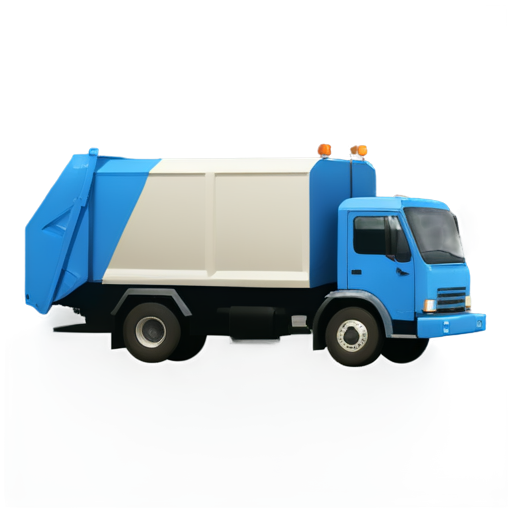 garbage truck, blue, two-axle - icon | sticker