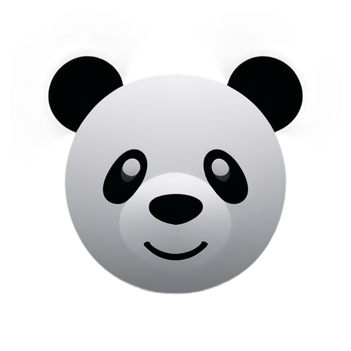 A pandas face, super simplistic, grey and white, modern logo - icon | sticker