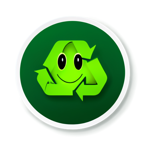 green circle recycle symbol smiling with + symbol - icon | sticker