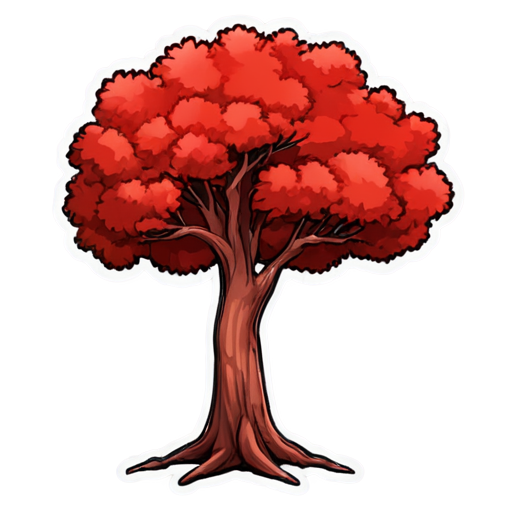 red tree - icon | sticker