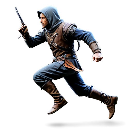 artistic art style medieval assassin running - icon | sticker