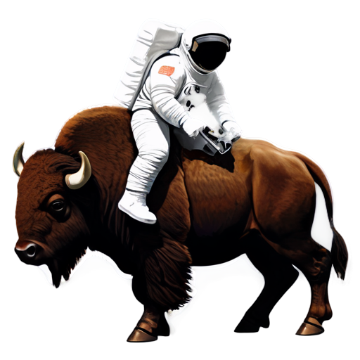 generate an icon of astronaut riding a buffalo - icon | sticker