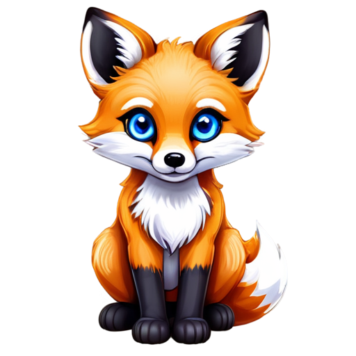 cute fox with blue eyes - icon | sticker