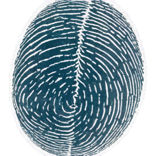 A bug with a clear human fingerprint as drawing on its back. Fingerprint should not be symmetric but continue over the full back of the bug. Print on the back of the bug should really be clear as a biometric fingerprint. Bug should be dark color and the fingerprint in clear white - icon | sticker
