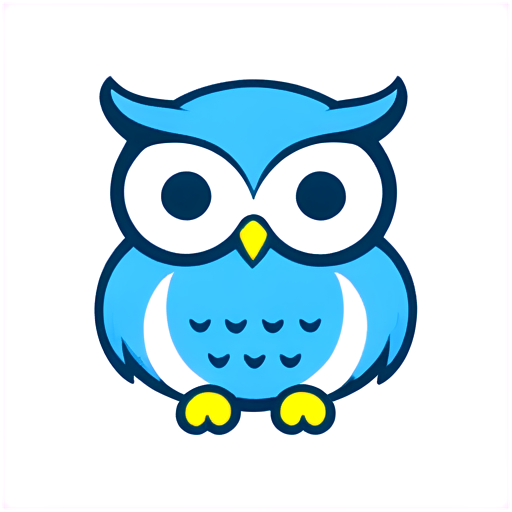 simple, one-line, owl, 5 colors - icon | sticker