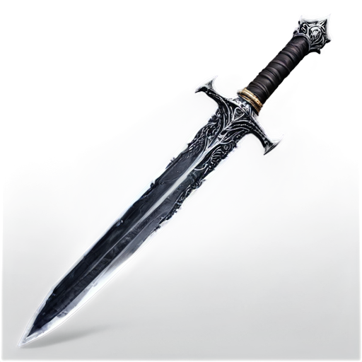 one ice sword,long, black metal, ancient sword, ice particles - icon | sticker