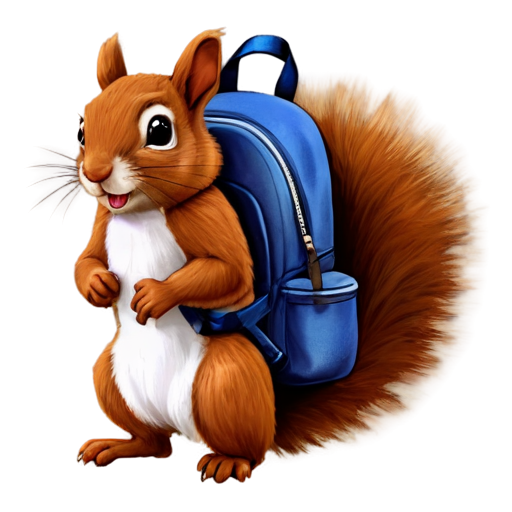 Mammal, 75% squirrel, 25% mouse. Has a backpack on. Facing the camera. Curious and happy. - icon | sticker