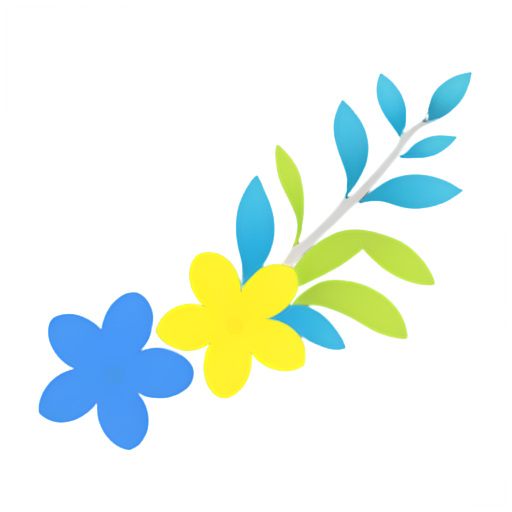 blue-yellow flowers, transparent png style - icon | sticker