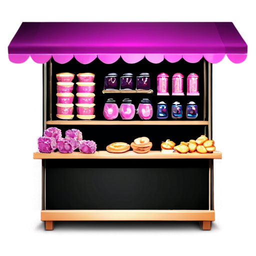 A Bazaar Stand featuring Pink and Purple colors only set againts a black background - icon | sticker