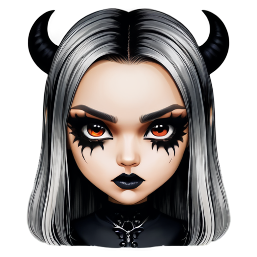 gothic make-up, black metal make-up, sick make-up, devilish face - icon | sticker