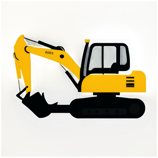 excavator, side view, flat, minimalistic, monochrome - icon | sticker