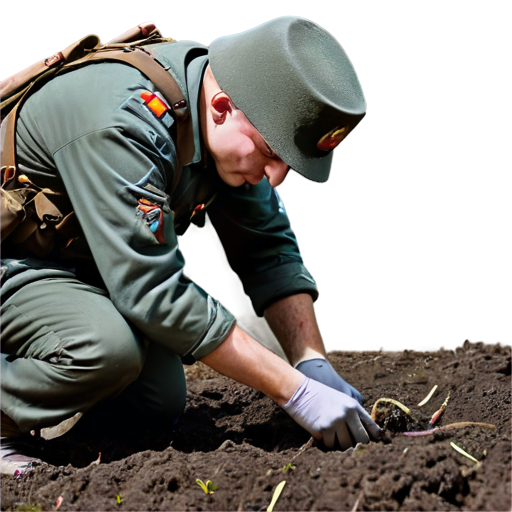 A Russian soldier lies in the ground feeding worms with his own body - icon | sticker
