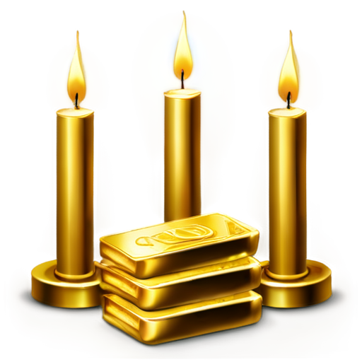 An icon for an investment company should contain gold, money and candles - icon | sticker