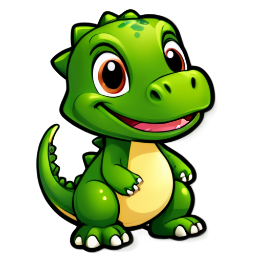 Cute green dinosaur - icon | sticker