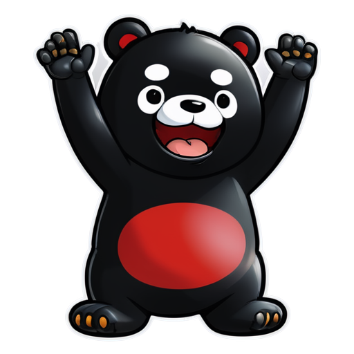 kumamon hands up happy in blood of his enemies - icon | sticker