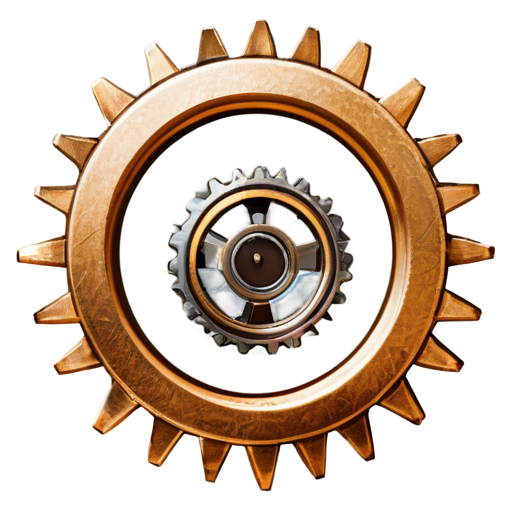 An eight tooth cogwheel with an hourglass centered in middle front of it - icon | sticker