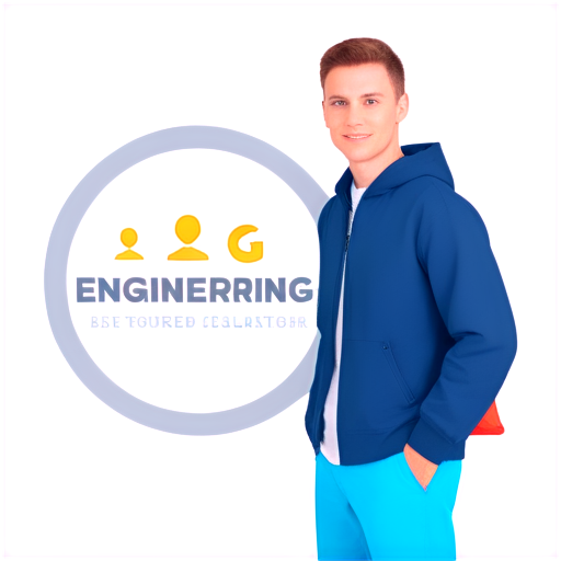 young inventor in the engineering laboratory - icon | sticker