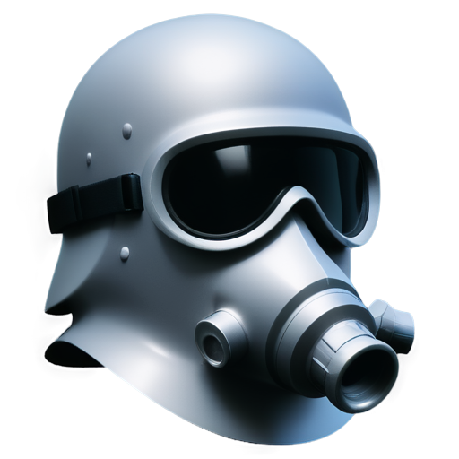 A Prussian pickelhelm helmet covered with frost is turned 45° to the left side. The helmet also has armored goggles for eye protection and a gas mask. - icon | sticker