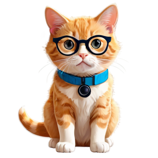 Cat-scientist in VR-Glasses with a pretty thick ginger moustache - icon | sticker