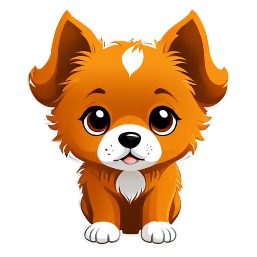 Animal icons, line-art ,white background,simple background,no humans,opened eyes,simple orange,dog,solo,only head,animal focus,animal - icon | sticker