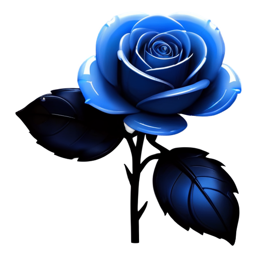 Beautiful flower, blue rose on black background with white feathers, concept art,8k,intricate details,fairytale style,line art, - icon | sticker