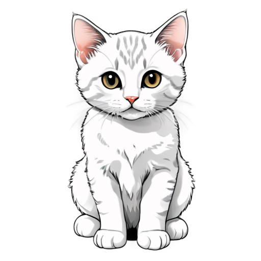 a cute cat, colorless, in a square border, manga style - icon | sticker