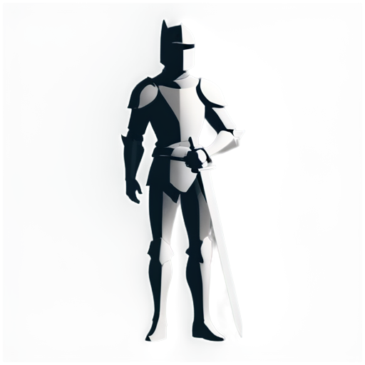 Sketch knight with sword on a back - icon | sticker