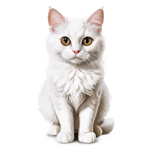 A white fluffy cat with big eyes - icon | sticker