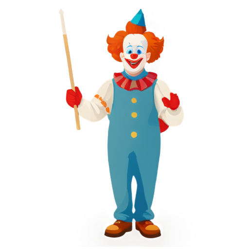 clown with magic wand in hands - icon | sticker