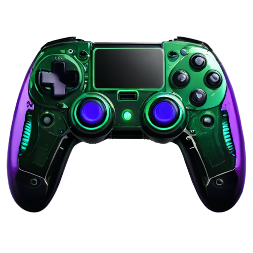 Generate me a purple and green cyberpunk gamepad - icon | sticker