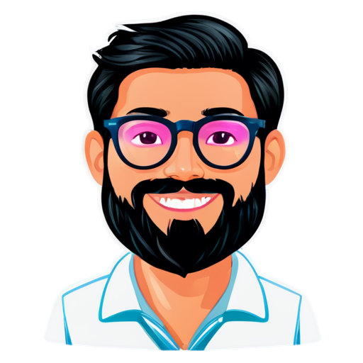 mascot with smiley face friendly Ice cream pink cream logo for streamer avatar with beard with glasses - icon | sticker