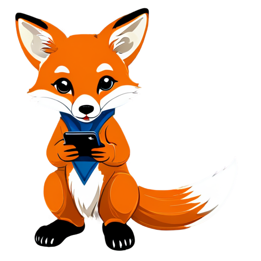 Fox with smartphone - icon | sticker