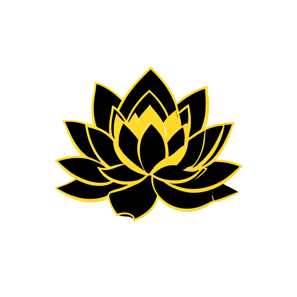 lotus, simple background,gold on black,logo design, black background, - icon | sticker