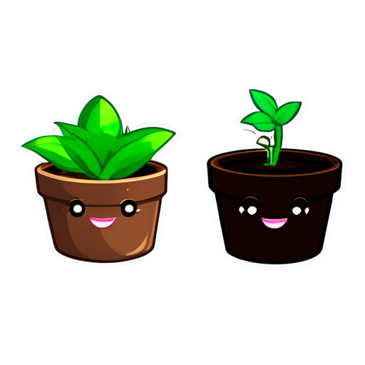 sticker pack smiling pot with plant - icon | sticker