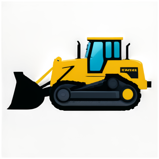 flat minimalistic icon for Company for rental of construction equipment. Main component is buldozer, side view - icon | sticker