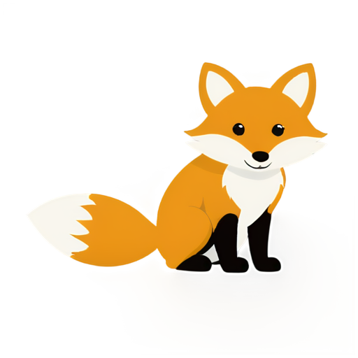 Cute fox, cartoon style flat - icon | sticker