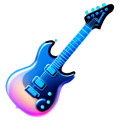 electronic guitar glossy black - icon | sticker