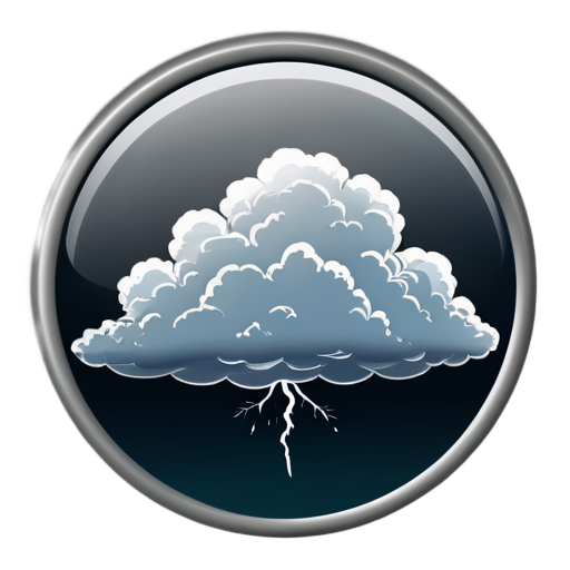 Storm Cloud in circle cartoon - icon | sticker