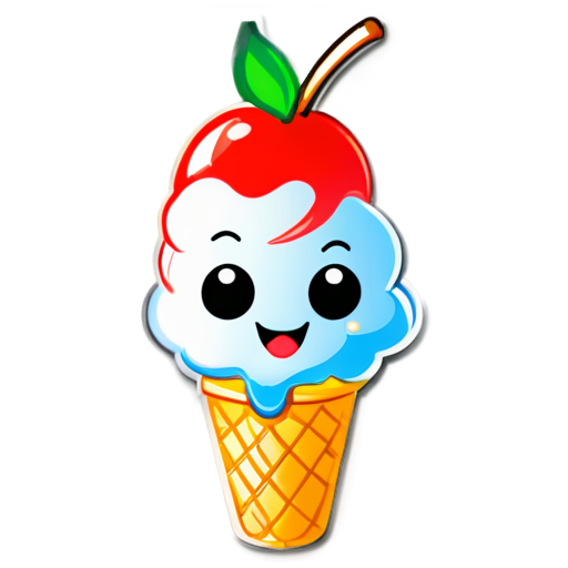 mascot Ice cream logo with cherry on top - icon | sticker