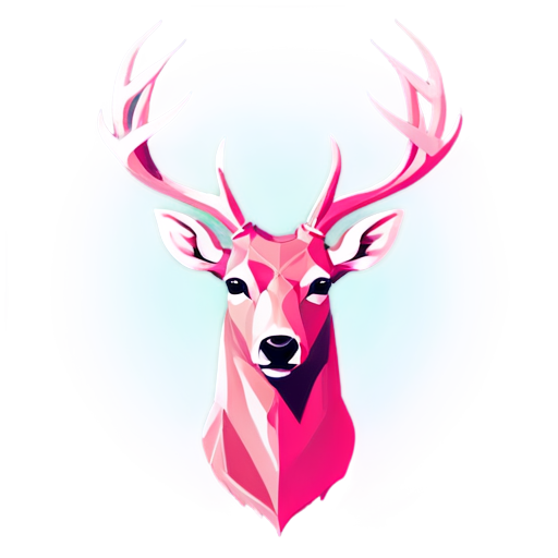 make a logo with head of deer about bitcoin and blockchain with color white and pink - icon | sticker
