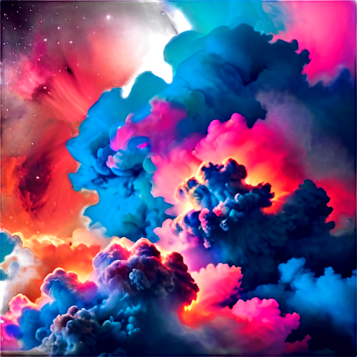 a sky filled with lots of colorful clouds, inspired by Kim Keever, unsplash, space art, spaceship in a nebula, profile picture, spiritual abstract forms, - icon | sticker