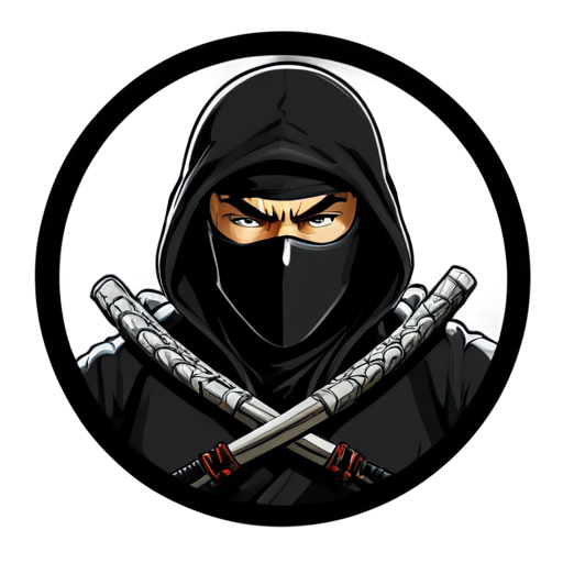 black, angry ninja logo, for a crypto token - icon | sticker