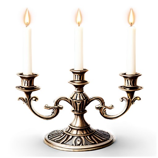 medieval candleholder for 5 candles, paint style - icon | sticker