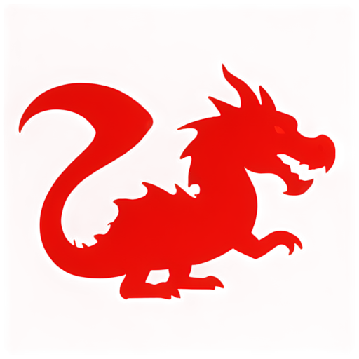 simple design of a red dragon with transparent background. - icon | sticker