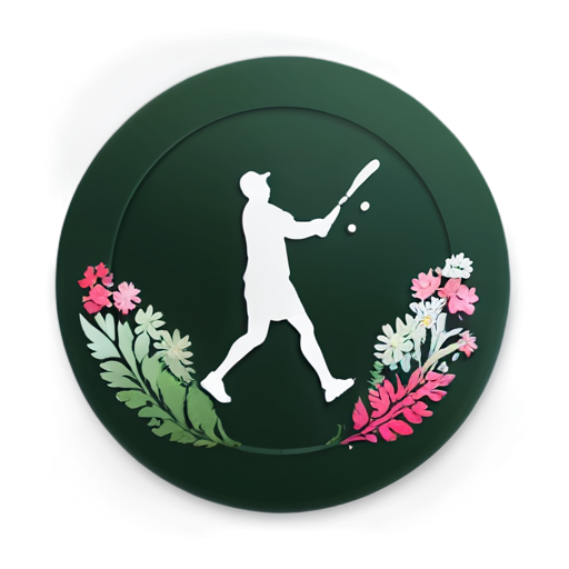 Create a modern minimalist icono of a padel silhouette inside an oasis with flowers - icon | sticker