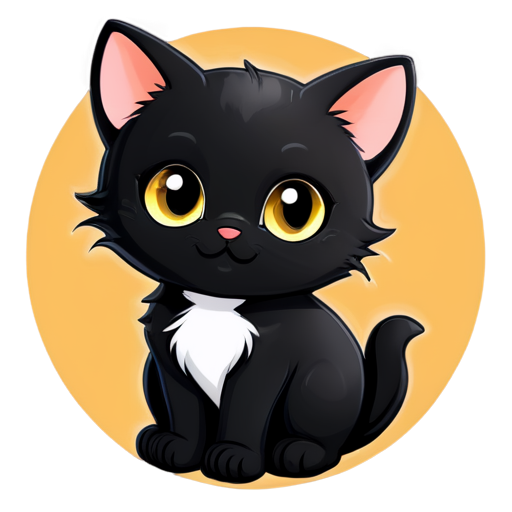 sweet cat black cat rounded - icon | sticker