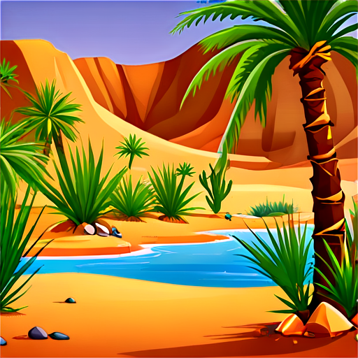 desert oasis cartoon - icon | sticker